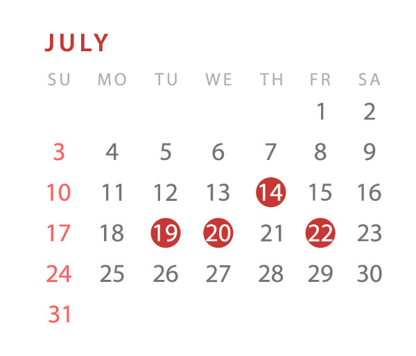 Global Event Calender - July
