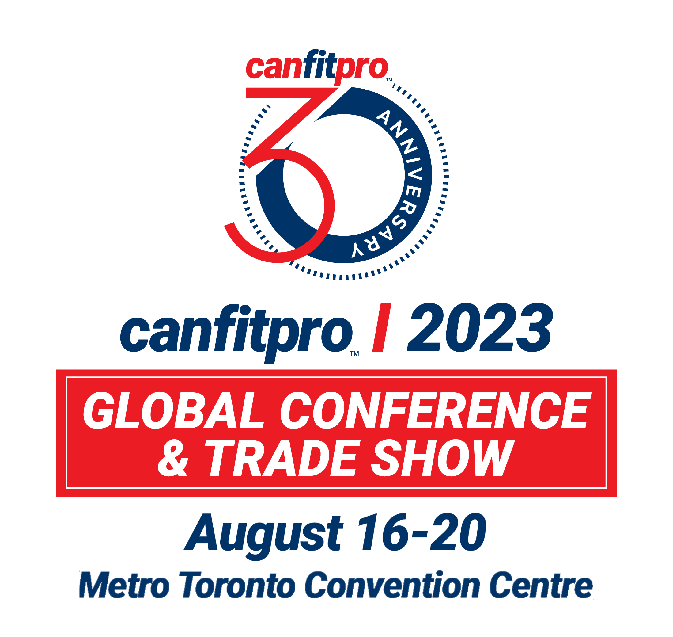canfitpro 2023 logo - 30 year anniversary logo stacked